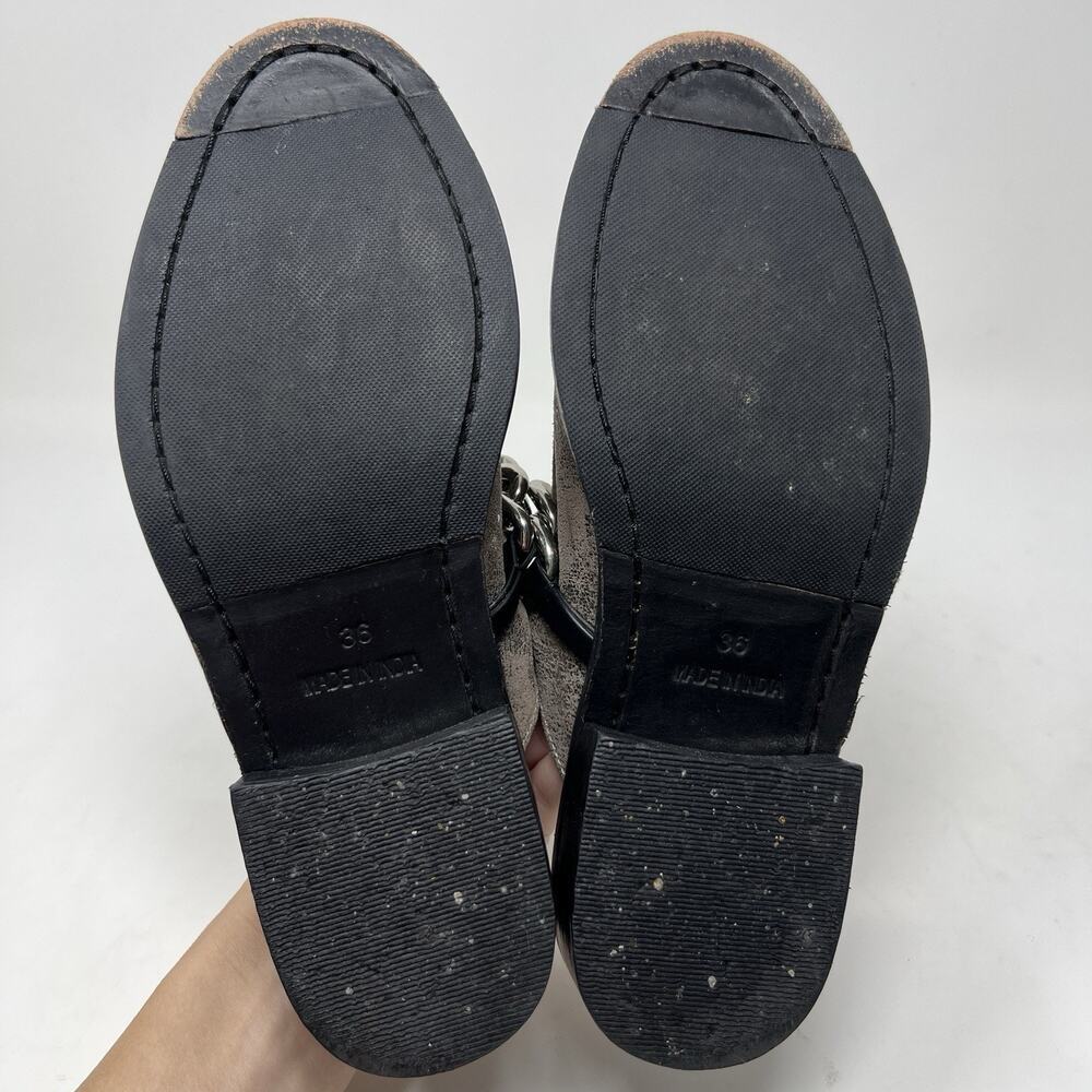 Free People EU 36 Women's Size 5.5-6 Vida Silver Metallic Chain Leather Mules - Picture 11 of 11